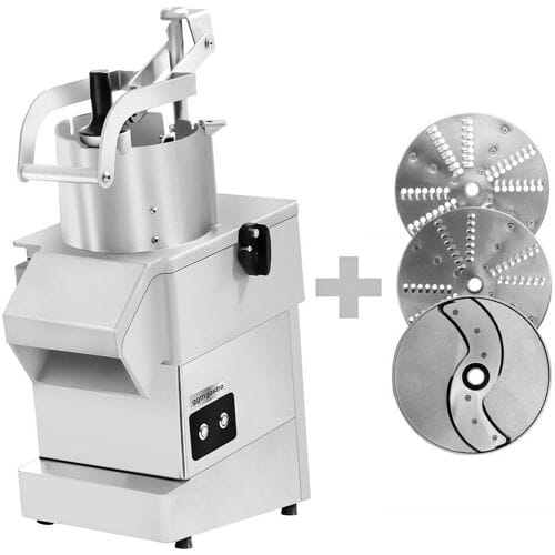 GGM Gastro Professionele groentesnijmachine - 800W - Verstelbare snijdikte: 2-8mm - incl. 3 snijschijven zilver