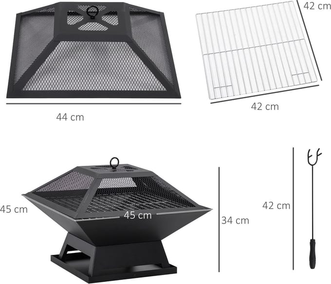 Tuinhaard - Zwart - Staal - Barbecue - Verwarming