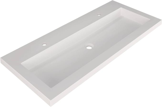 Saqu Straight Wastafel 2 kraangaten 120,5x51,5x4 cm Mat Wit
