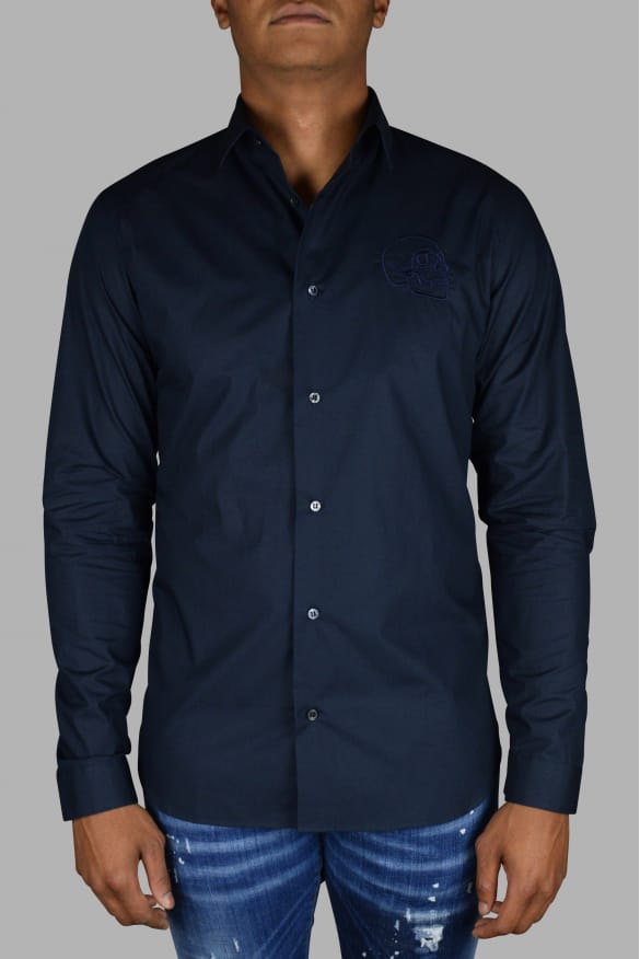 Philipp Plein Gold Cut LS Skull overhemd Blauw
