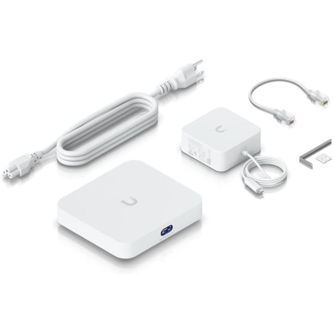 Ubiquiti Cloud Gateway Max 512GB SSD - Gateway/controller 5x Ethernet 2.5Gbps - IPv6 ondersteuning - Netadapter meegeleverd - Wit