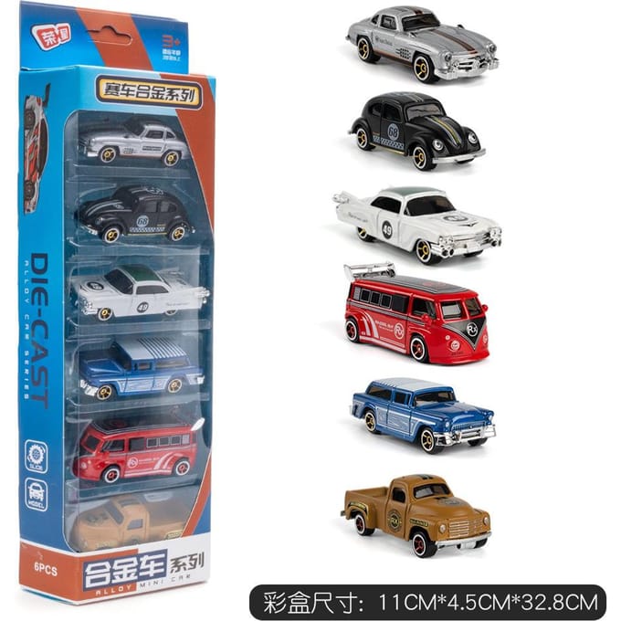 1:64 Racing Stijl Mini Diecast Auto Set 6 Stuks Die-Cast Metaal Jongens Speelgoed Schuifmodel