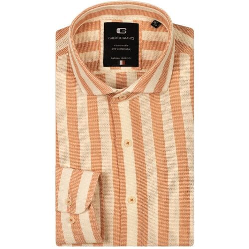 Giordano Overhemd Row Cutaway Structure Stripe Pastel Roze / male