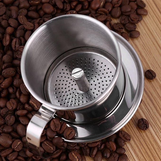 RVS Kopje Vietnamese Koffie Druppel Filter Maker Phin Infuser Zilver zilver