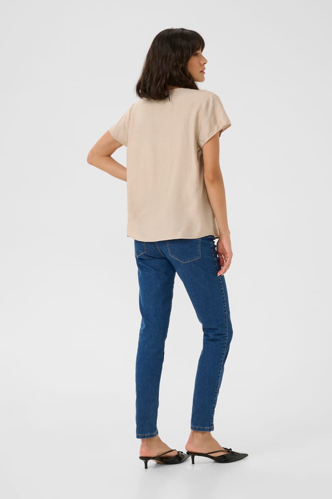 Blouse met korte mouwen Regular fit Feather Grey CC beige