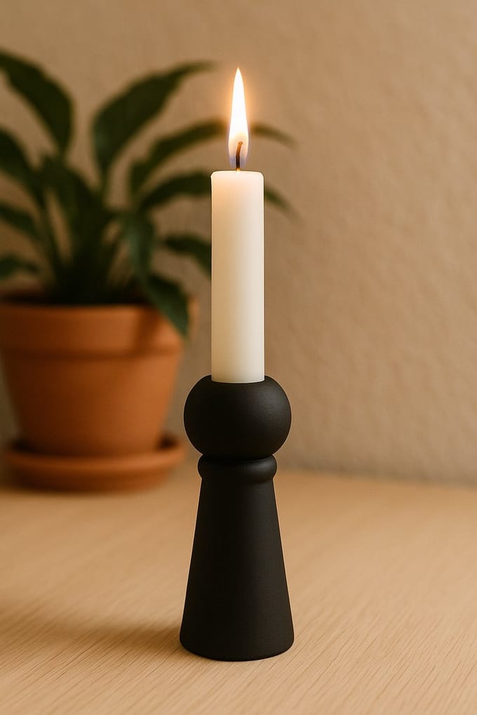 Nordeliv - Kaarshouder Zwart - Geo Crown Present time - Polyresin black