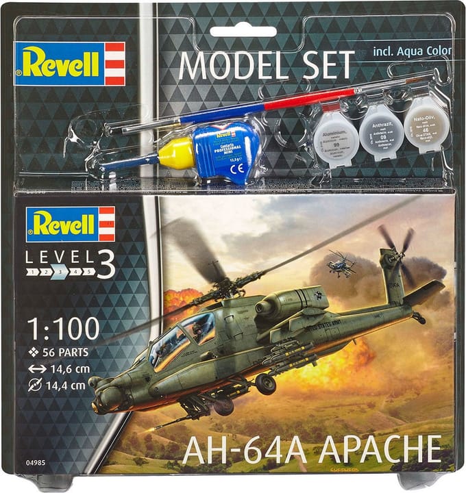 Revell Modelbouwpakket Militaire voertuigen - 64985 AH-64A Apache - Model Set Plastic - 1:100 - Modelbouw