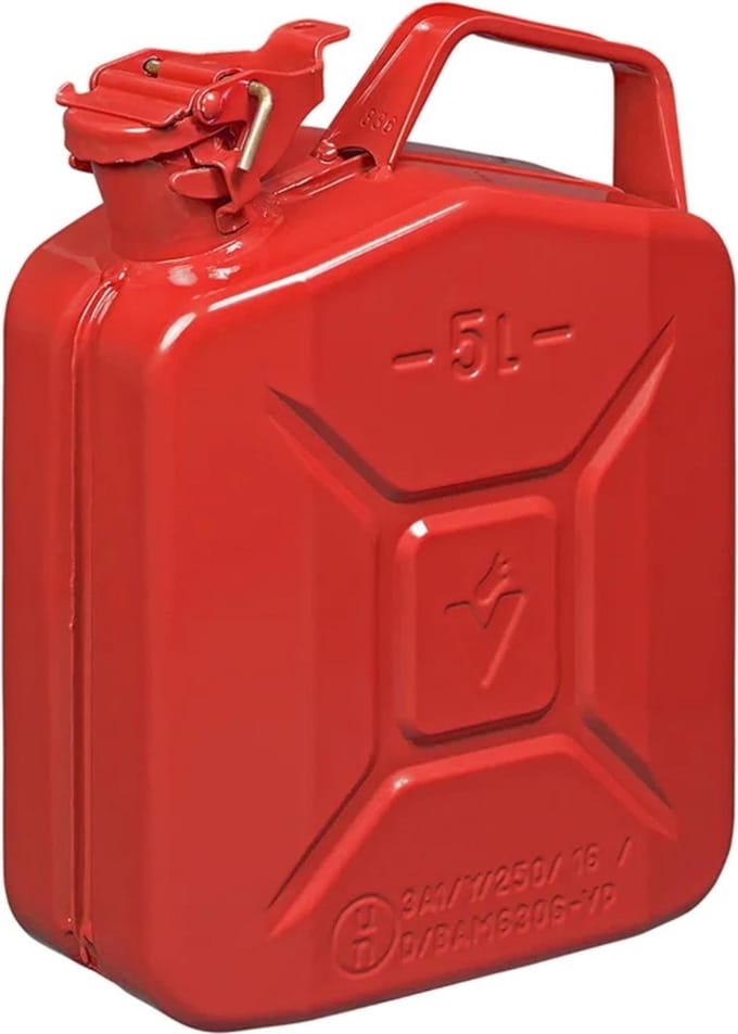ProPlus Stalen jerrycan - 5 liter - UN en TÜV/GS gekeurd - rood - met handvatten