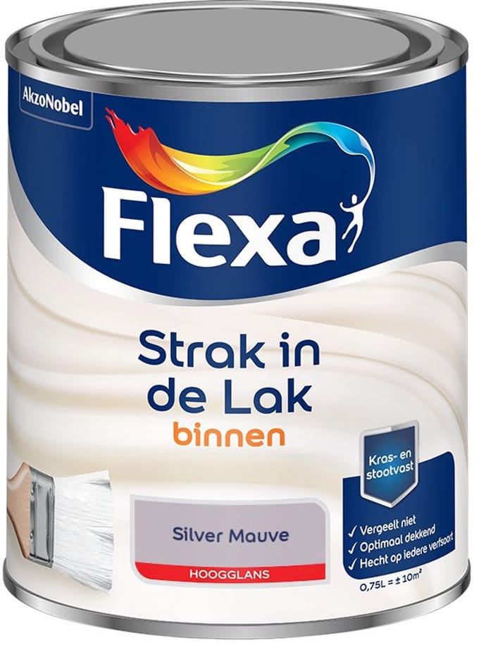 Flexa - Strak In De Lak Binnenlak Hoogglans - Silver Mauve - Mengverf - 750 Ml