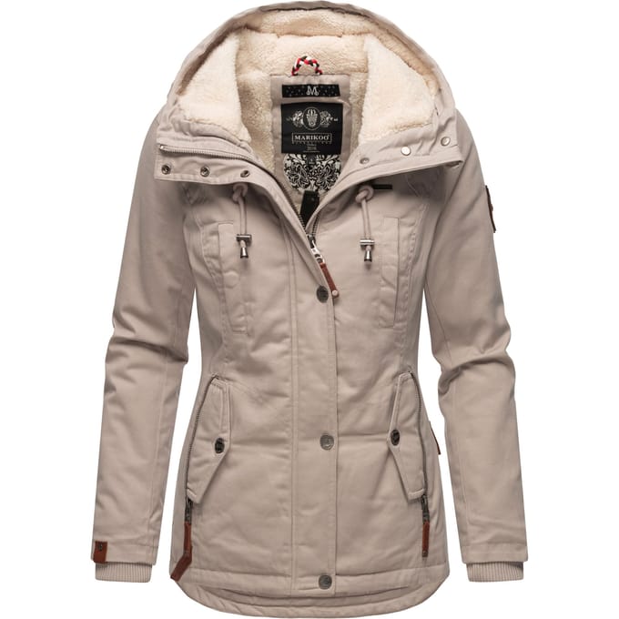 Marikoo dames winterjas met teddyfleece voering & capuchon