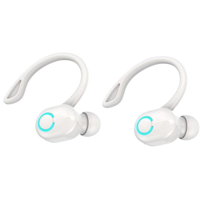 S10 Draadloze zakelijke hoofdtelefoon Oorhaak Bluetooth 5.2-headset met microfoon HIFI Stereo Stembediening Oortelefoon Waterdicht Ruisonderdrukking wit