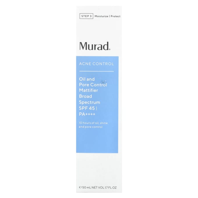 Murad, Contrôle de l'acné, Matifiant contrôle du sébum et des pores, SPF 45 PA++++, 1,7 fl oz (50 ml) white