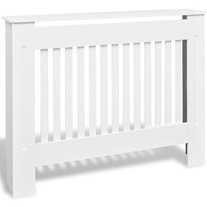 MDF Radiatorbekleding met Opbergruimte - Wit - 112x19x81cm