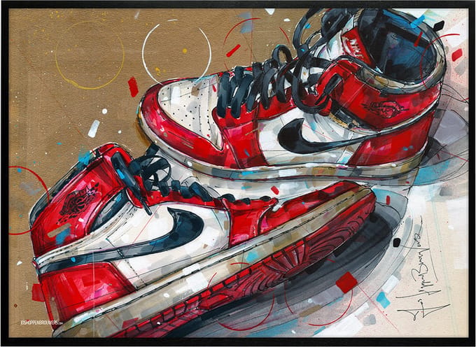 Sneaker print 1985 Chicago 71x51 cm *ingelijst & gesigneerd