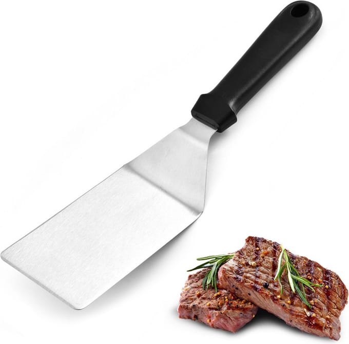 BukkitBow - Bakspatel RVS - Bakspaan - Hamburger Spatel BBQ - Barbecue Gereedschap - 29,5 cm - Zwart
