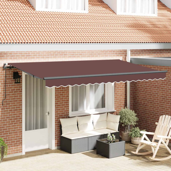 vidaXL - Uitschuifbare - luifel - Bruin - 400 - x - 200 - cm - Stof