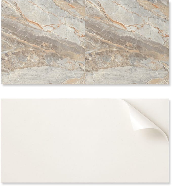 Zelfklevend vinylpaneel met print, 100x50 cm, marmerpatroon met nerven.