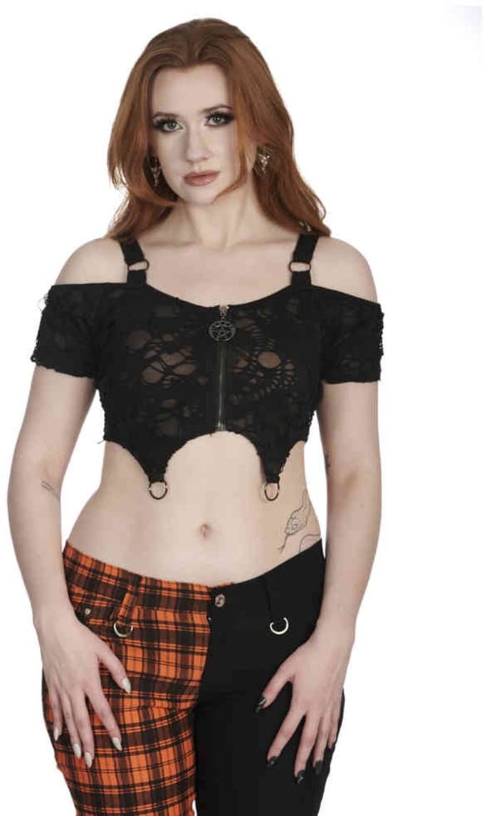 Banned - Ashe Crop top - 2XL - Zwart