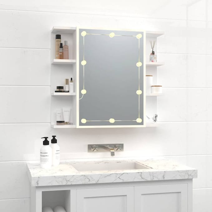 vidaXL - Spiegelkast - met - LED-verlichting - 70x16,5x60 - cm - wit