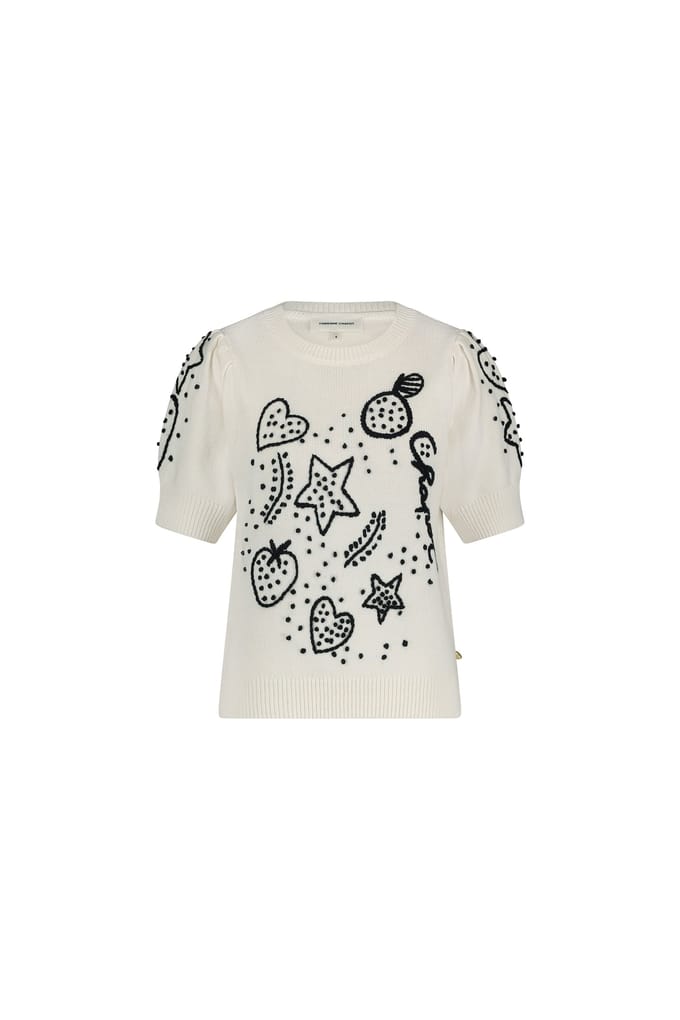 Fabienne Chapot Edo Short Sleeve Pullover Cosy White Maat: L | Sweaters Outlet | Dames | Wit