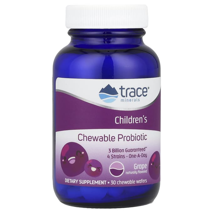 Trace, Kauwbare Probiotica voor Kinderen, Druivensmaak, 30 Kauwtabletten