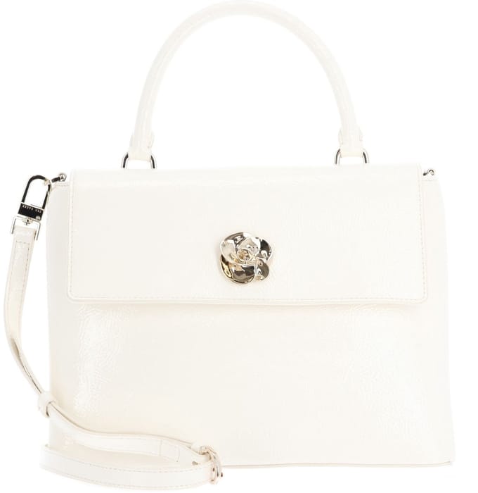 Ted Baker schoudertas handtas Rosenau Rose Detail Crinkle Medium Top Handle Bag Ivory wit
