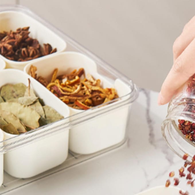 Plastic Opbergdoos Meerdere Vakken Koelkast Voedsel Verdeeldoos voor Dumpling Groente Fruit Kruiden white