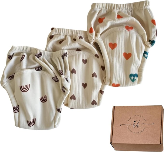 Set van 3 Herbruikbare Baby Luiers, Wasbaar en Ademend, Kleurmix