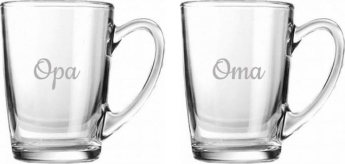 Gegraveerde Theeglas 32cl Opa & Oma