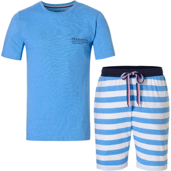 Phil & Co Shortama heren maritim pyjama set gestreept