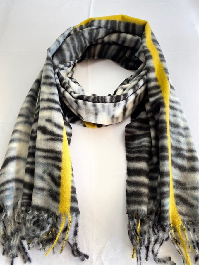 Wintersjaal - dames sjaal zacht met modieuze print 80% viscose met 20% wol