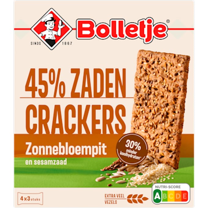Vezelrijke zadencrackers zonnebloempit