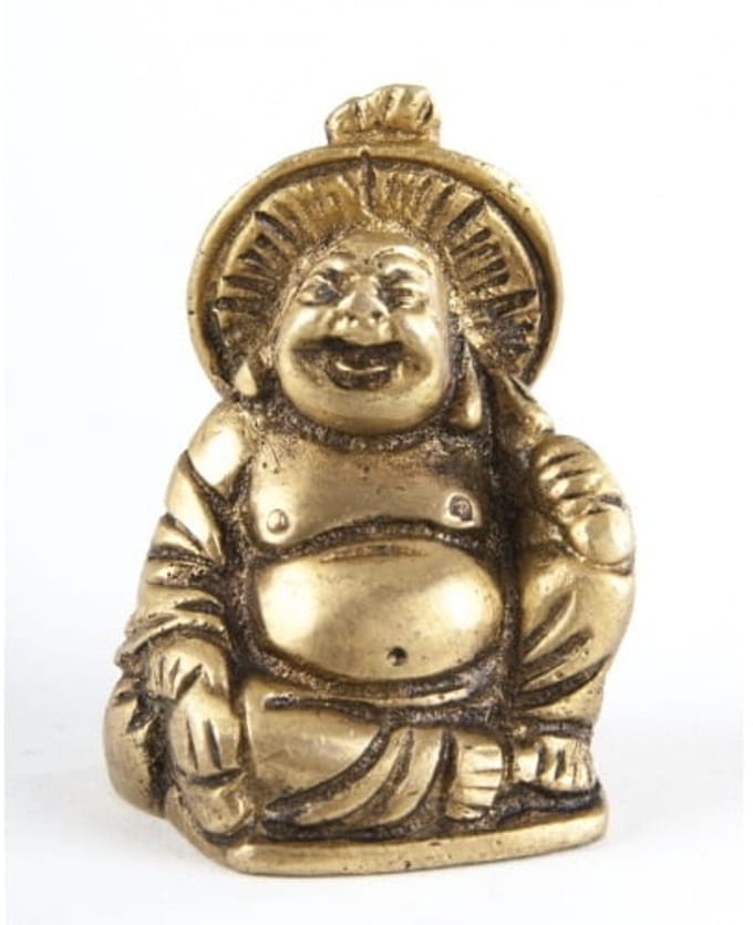 Happy boeddha messing 4,5 cm