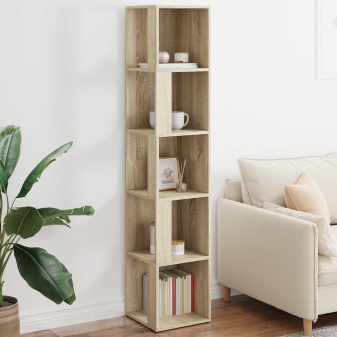 vidaXL - Hoekkast - 33x33x164,5 - cm - bewerkt - hout - sonoma - eikenkleurig