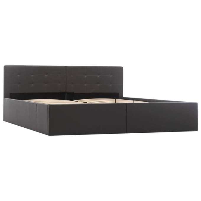vidaXL - Bedframe - met - opslag - hydraulisch - kunstleer - grijs - 160x200 - cm