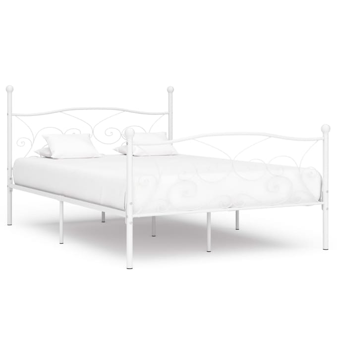 vidaXL - Bedframe - met - lattenbodem - metaal - wit - 140x200 - cm