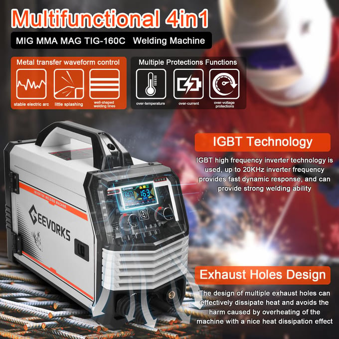 Soudeurs multifonctions 4 en 1 MIG MMA MAG TIG160C Machine de soudage électrique portable polyvalente multicolore