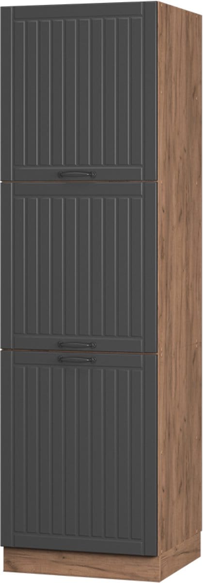 Vicco Hoge kast Fame-Line, Donkergrijs/Goudkleurig Eiken, 60 cm