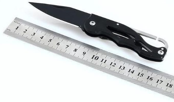 16CM outdoor survival mes - zwart / zwart