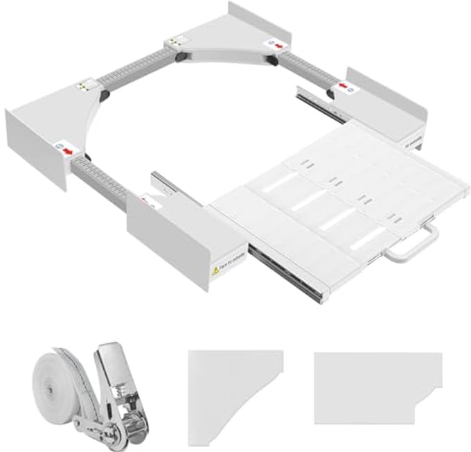 Overlayset voor wasmachine en droger, verstelbare stapelset met tussenframe en plank