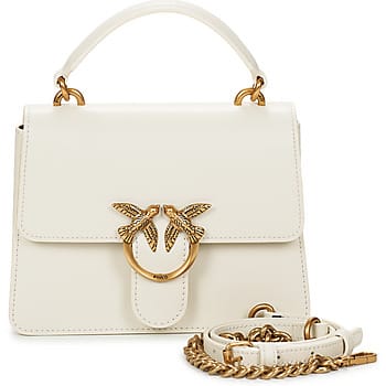 PINKO Handtas Schoudertas Love One Top Handle Mini Light White - Antique Gold Crème