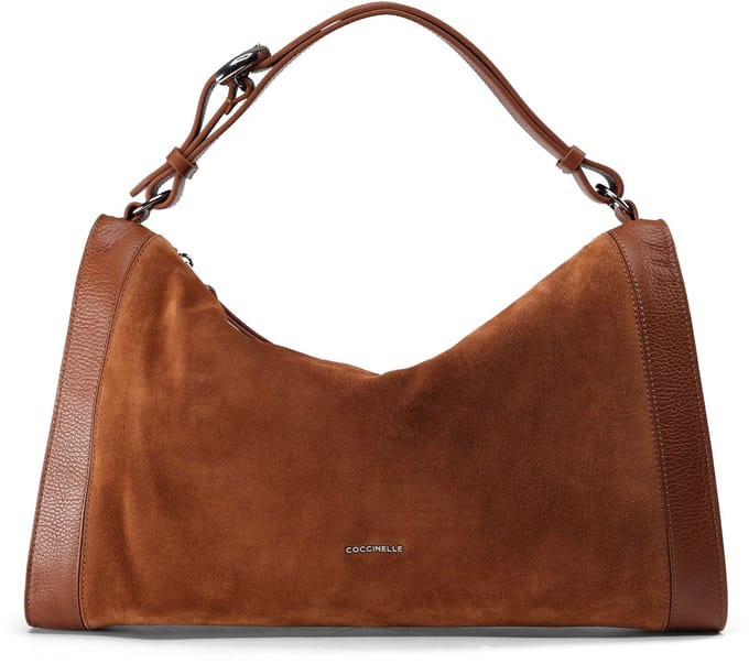 COCCINELLE Leren handtas Elinor Suede Bimaterial Handbag Cognac / Cognac Lichtbruin