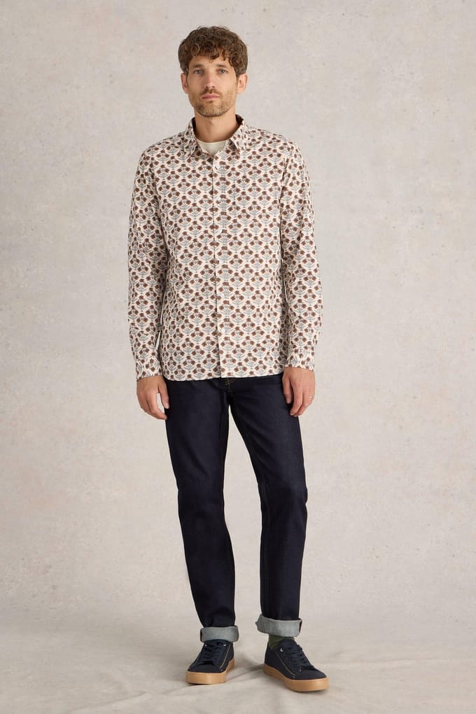 White Stuff Large Dandelion Printed Shirt Natural Multi Größe: S | Casual hemden Outlet | Herren