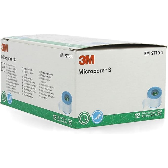 Micropore S 3m Hechtpleister 2,5x500cm 12