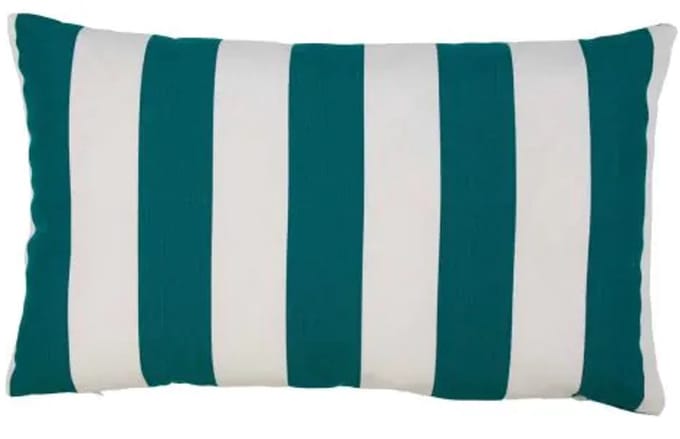 Lef grote streep buitenkussen petrol 30x50cm
