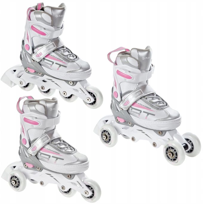 Verstelbare 3-in-1 Skates RAVEN Profession Wit/Roze Maat 31-35