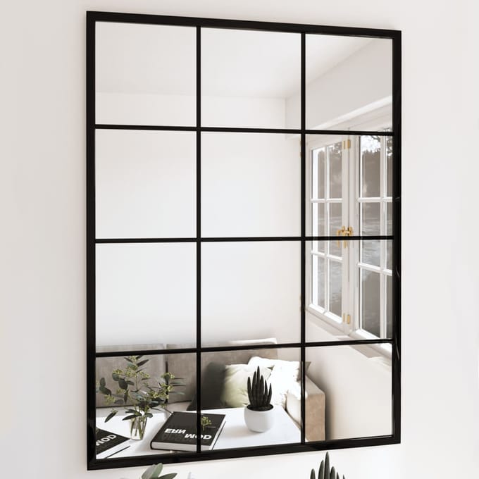 vidaXL - Wandspiegels - 2 - st - 80x60 - cm - metaal - zwart
