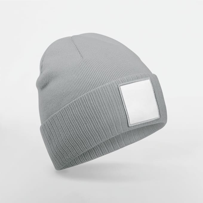 Beechfield Muts met patch B337R - Ash/White - One size