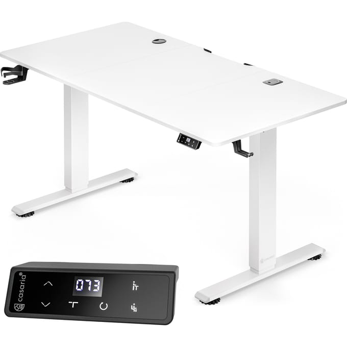 Casaria Zit sta bureau - Elektrisch Verstelbaar USB 140x60cm – Wit