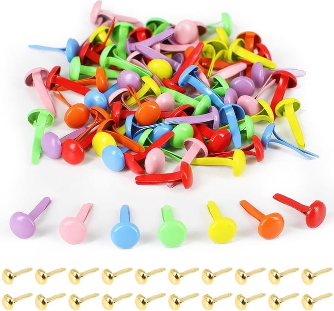 120 Stuks Mini Brads en Metalen Clips voor Scrapbooking, Kantoor en Creatieve Projecten